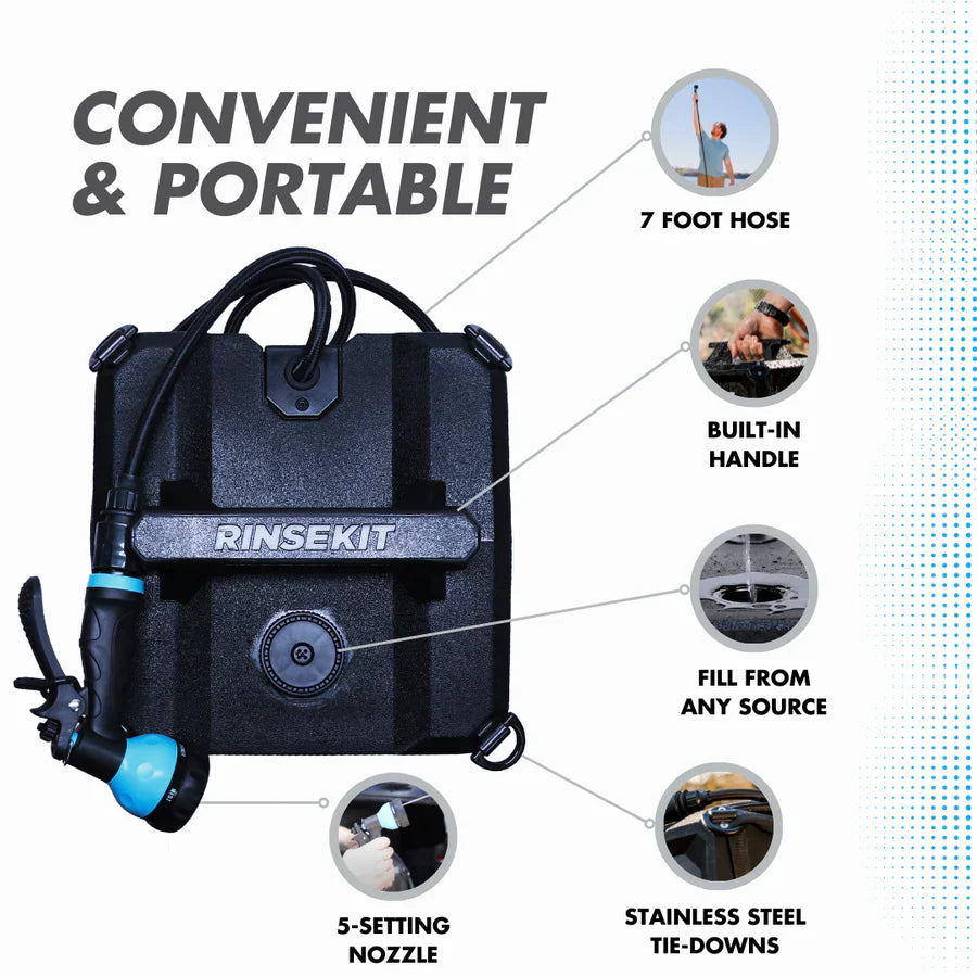 RinseKit 4 Gallon Cube Portable Shower RNKTCUBE - Battery Powered Outdoor Cleaning