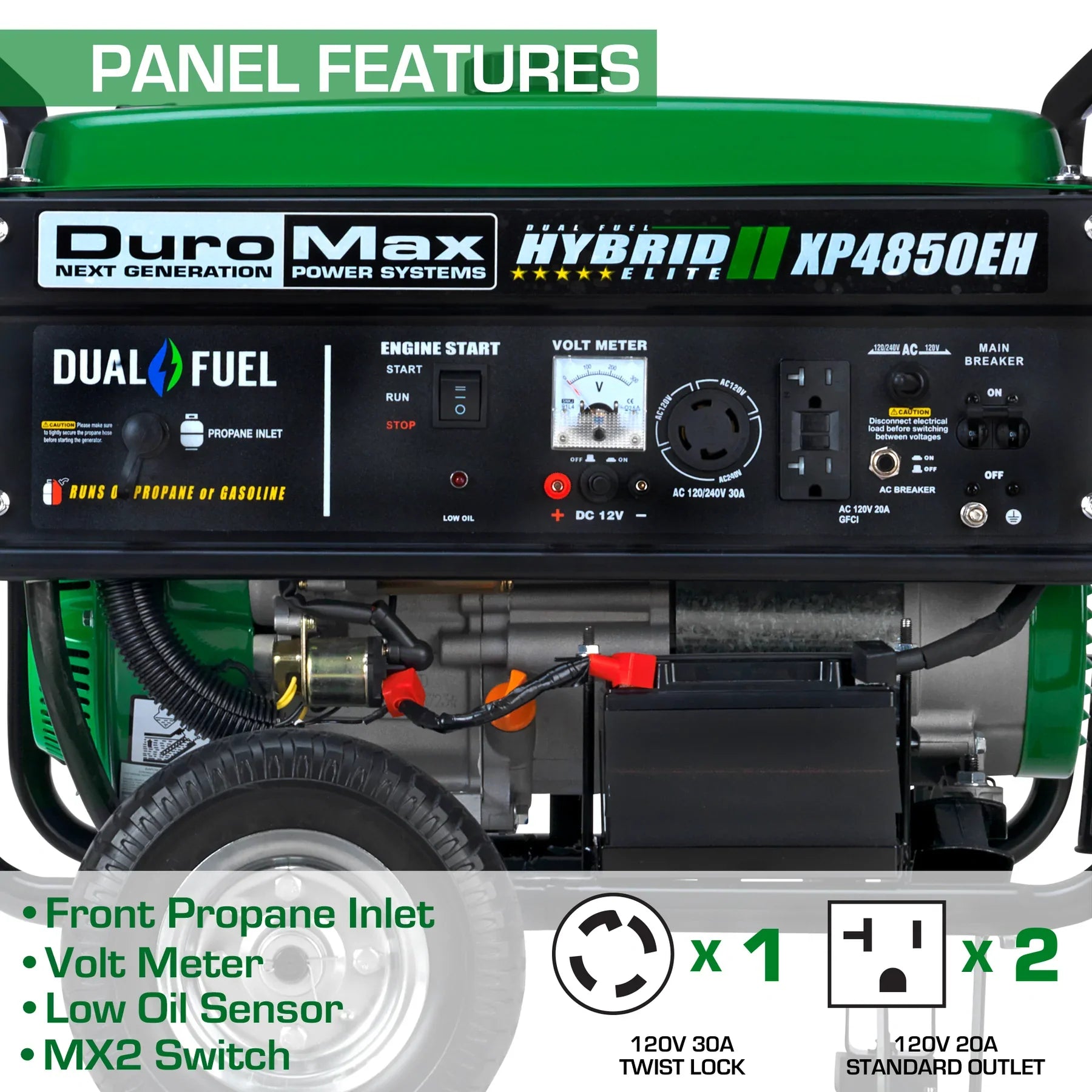 DuroMax XP4850EH 4,850-Watt/3,850-Watt 210cc Electric Start Dual Fuel Portable Generator