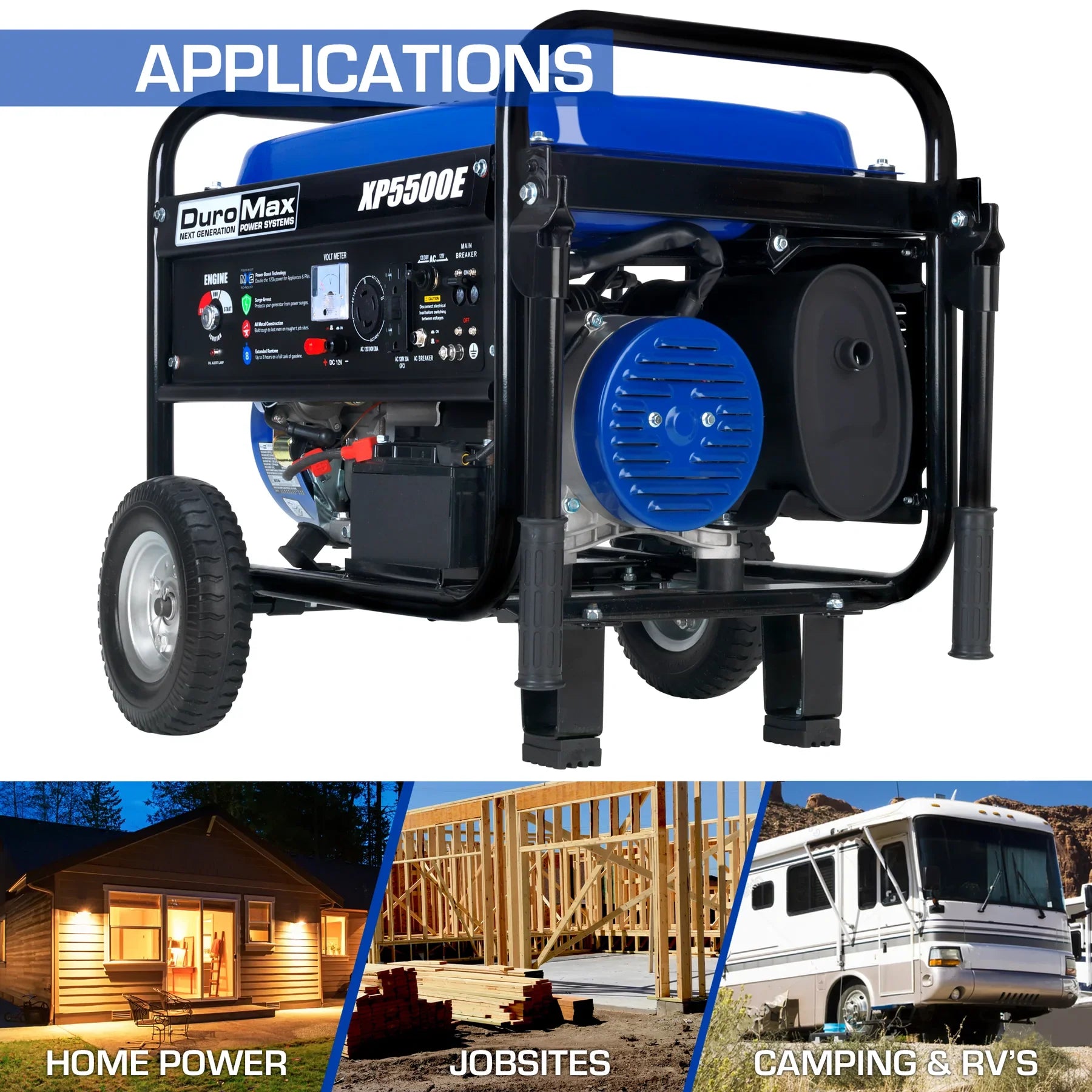 DuroMax XP5500E 5,500-Watt/4,500-Watt 224cc Electric Start Gas Powered Portable Generator