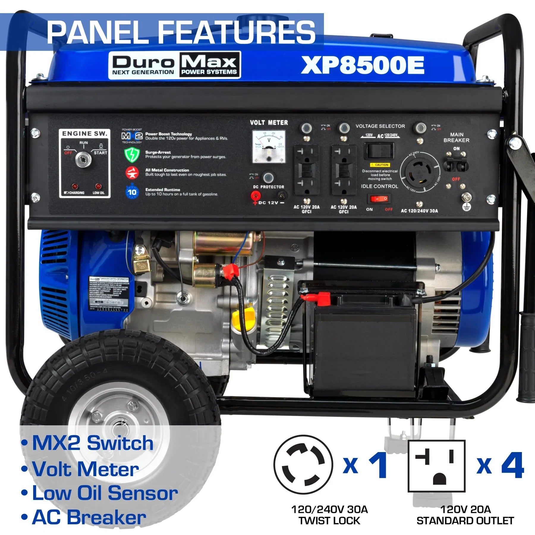 DuroMax XP8500E 8,500-Watt/7,000-Watt 420cc Electric Start Gas Powered Portable Generator