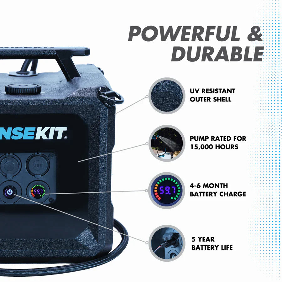 RinseKit 4 Gallon Cube Portable Shower RNKTCUBE - Battery Powered Outdoor Cleaning