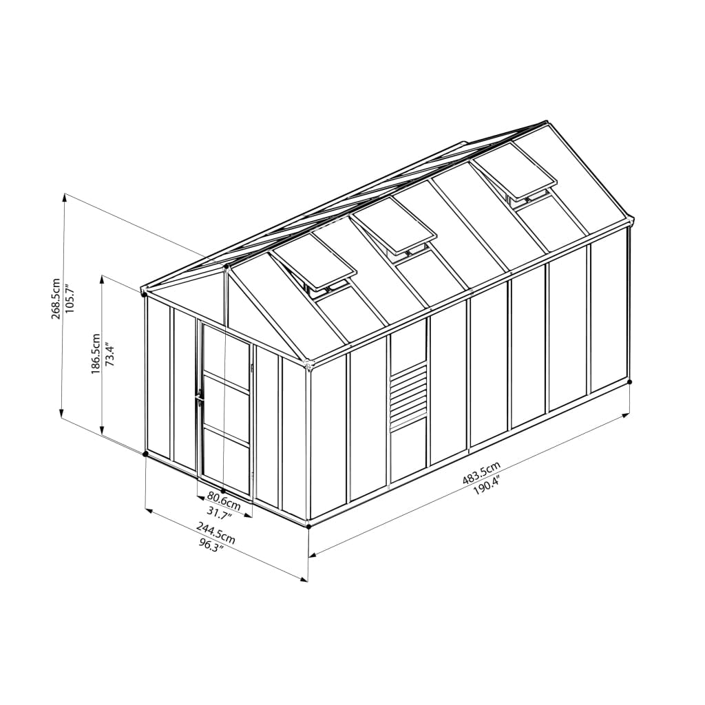 Palram - Glory 8' x 16' Greenhouse - HG5616